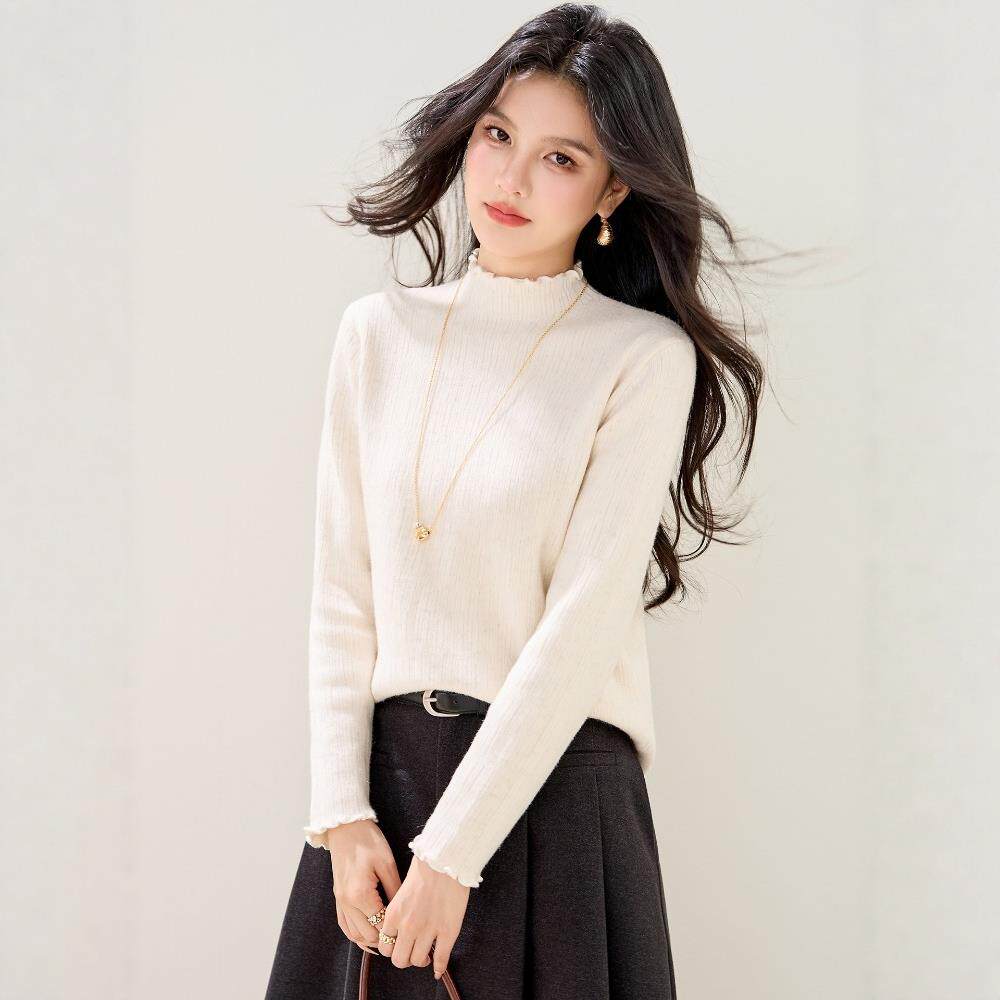 JOYIASS高级感红色半高领针织内搭打底衫女秋冬巨好看的独特漂亮