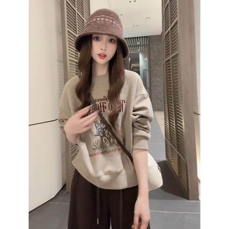 JOYIASS高级感超好看的爆款卫衣女秋季2025新款美式覆古印花字母