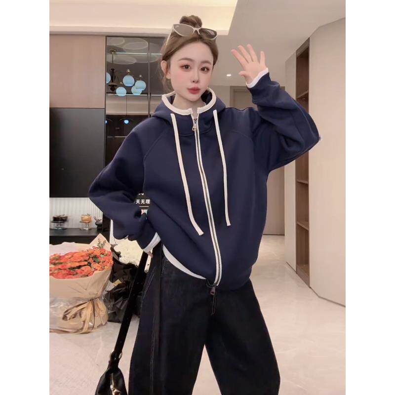 JOYIASS韩系休闲运动连帽卫衣女2025新款高级感超好看半高领帽衫