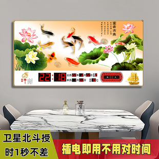 卫星家用客厅万年历挂钟静音夜光壁挂墙简约餐厅日历大字插电子钟