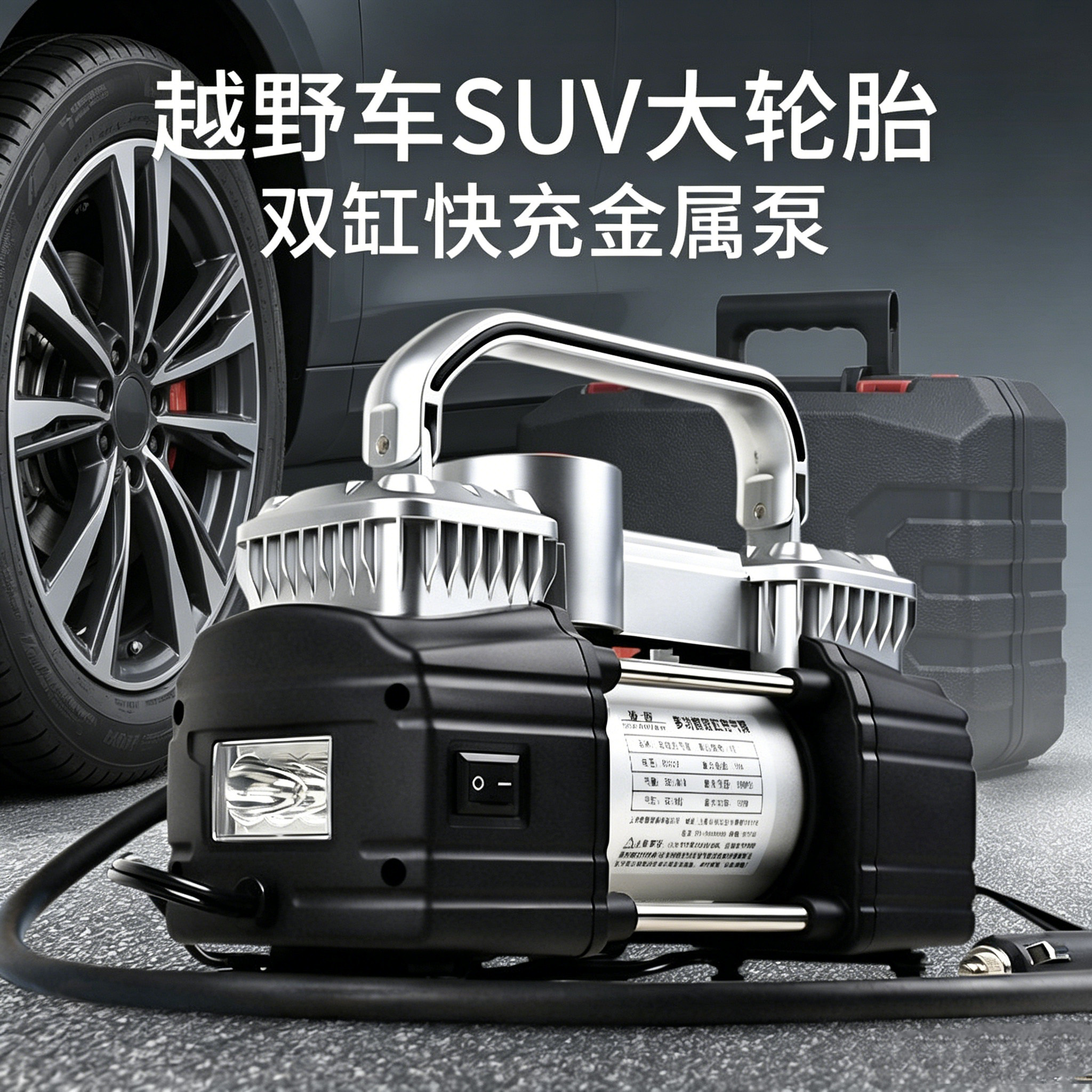 德国多功能SUV车载充气泵双缸高压大功率电动汽货车用轮胎打气泵