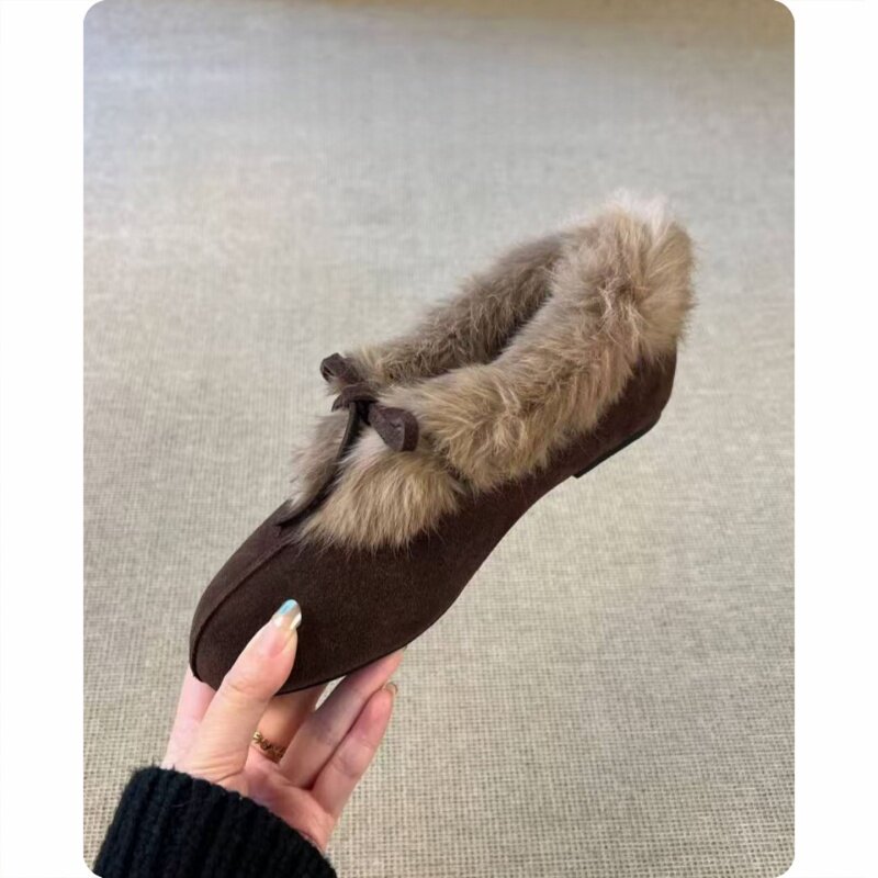 秋冬新款小众复古毛毛鞋保暖棉鞋