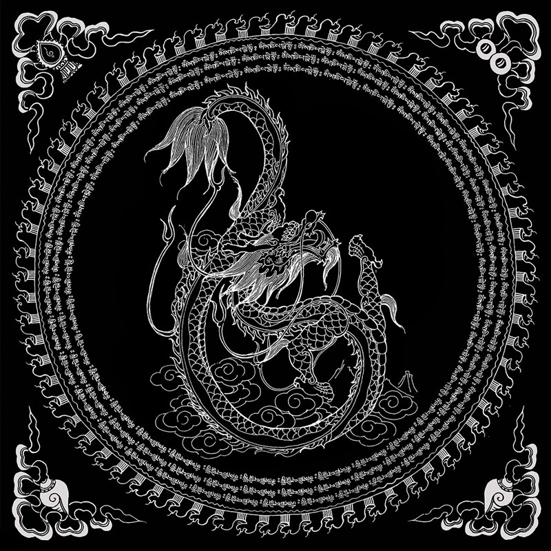 唐卡描金涂色六字真言龙纹画龙图腾 稿 自iy手q绘d己
