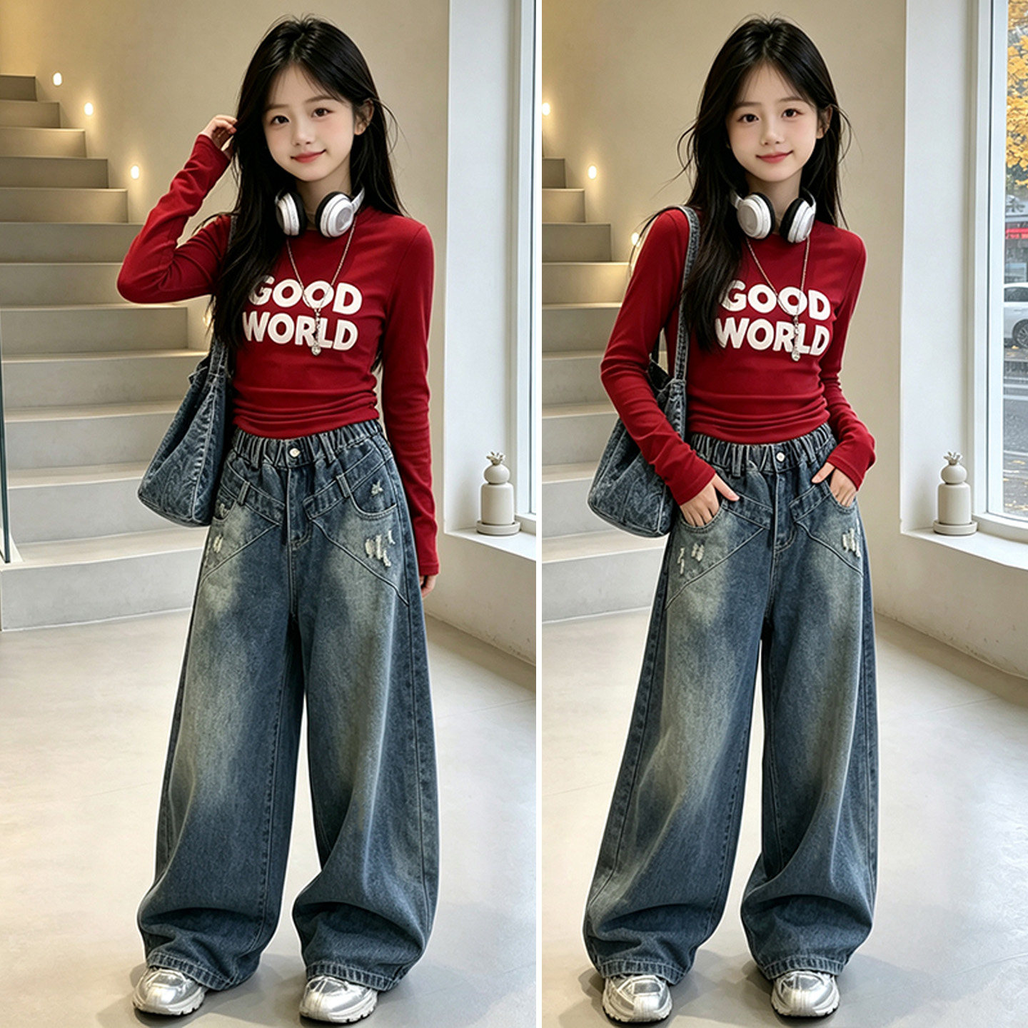 秋季女童嘻哈爵士舞走秀演出服