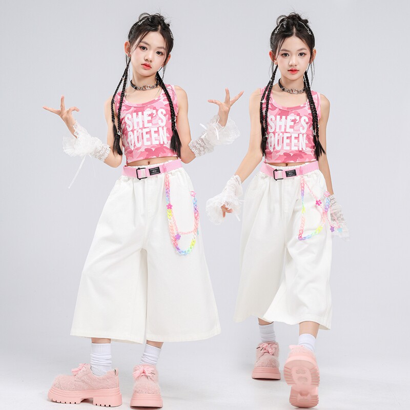 嘻哈女童爵士舞演出服街舞练功服