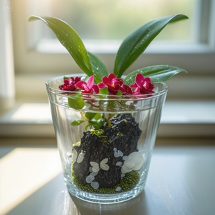 高透明花盆内外套盆蝴蝶兰花专用可水培圆口桌面办公室环境用花盆