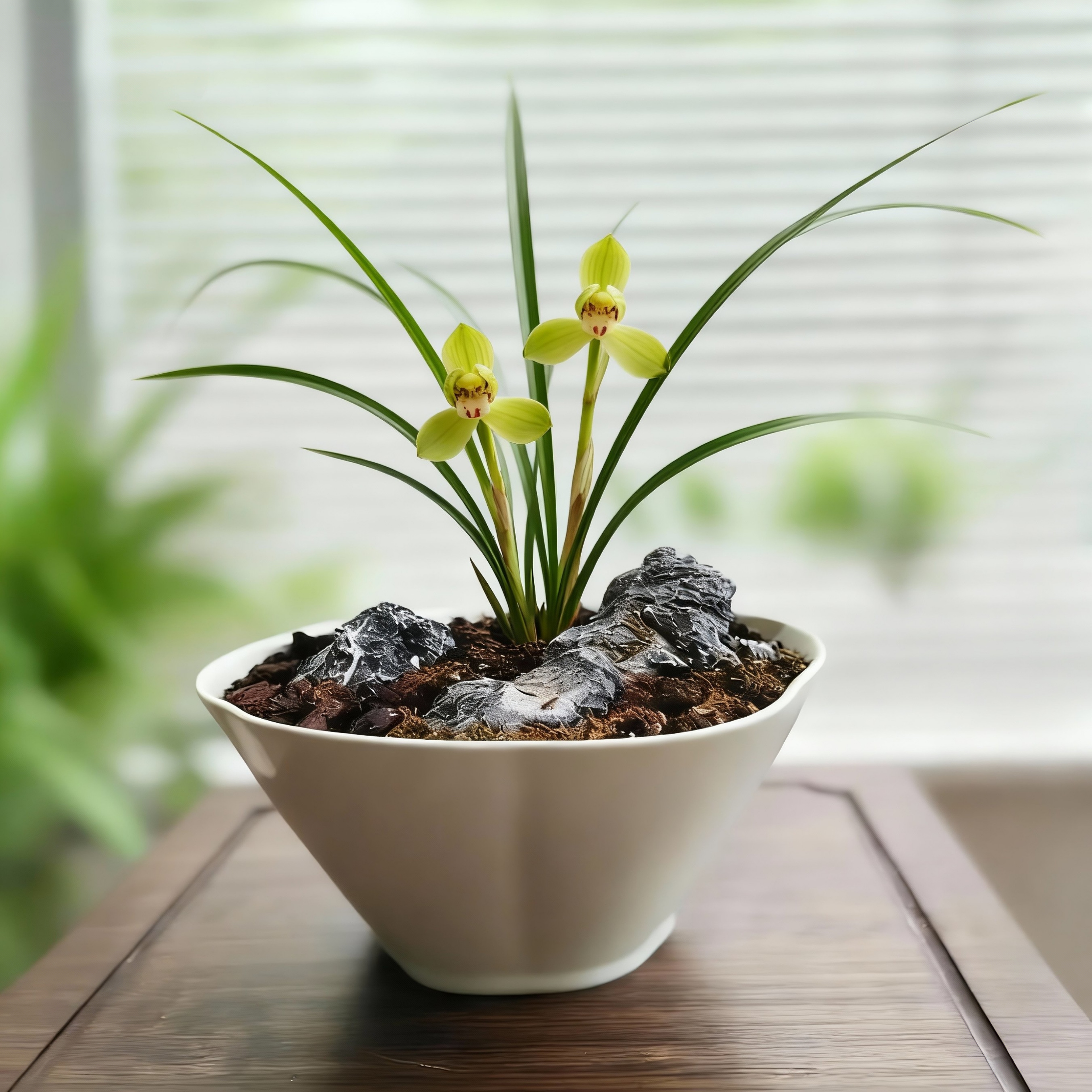 清新风奶绿色斗型陶瓷花盆