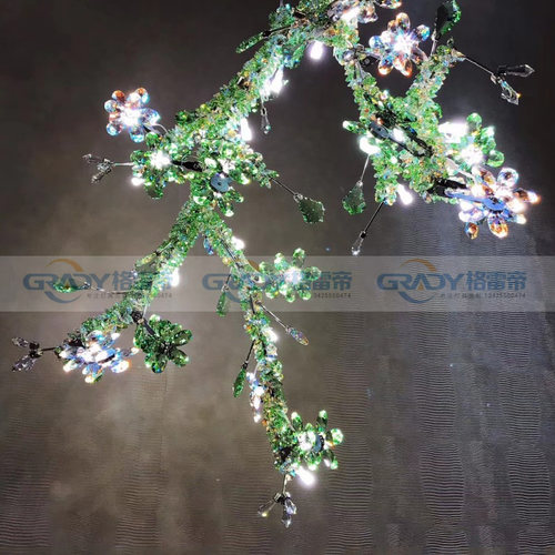 包厢包房紫色绿色花枝艺术水晶灯
