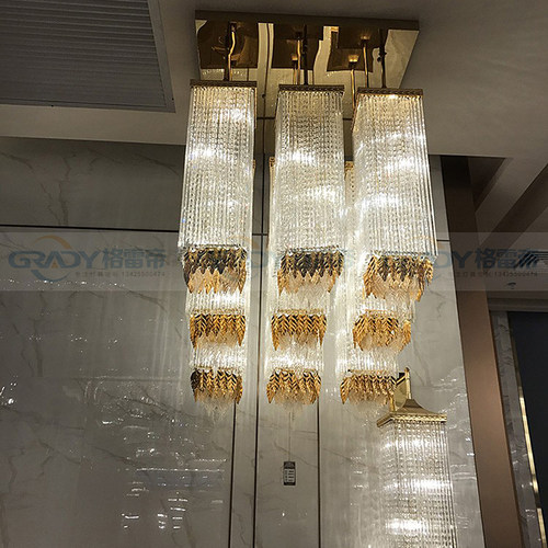 中山灯具厂家方形水晶吸顶大吊灯