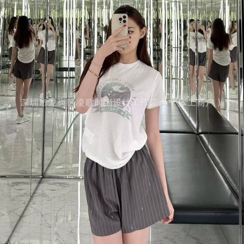 短袖薄款高版南油音乐节夏季NGET恤LE杨树林复古~纯棉女上衣印花