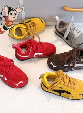 儿童德训鞋真皮2025新款秋季单鞋男童运动鞋防滑女童鞋子休闲板鞋