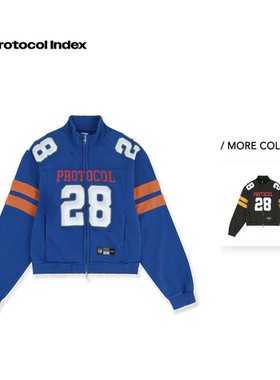 protocol index 25FW 街头复古品牌标撞色数字 28 印花运动夹克