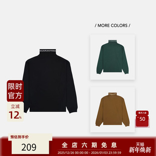 T恤男女同款 PLEASURES 百搭直筒翻折字母印花设计高领套头长袖