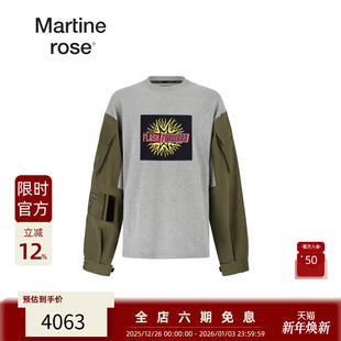 ROSE T恤男女同款 25FW 部拼接圆领长袖 图案印花袖 MARTINE