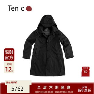 Ten 25FW 意大利产 风衣外套 军工可拆卸连帽中长款 秋冬新品