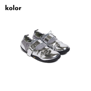 【日系先锋】KOLOR 阿部润一26SS女士未来感银色镜面系带休闲鞋