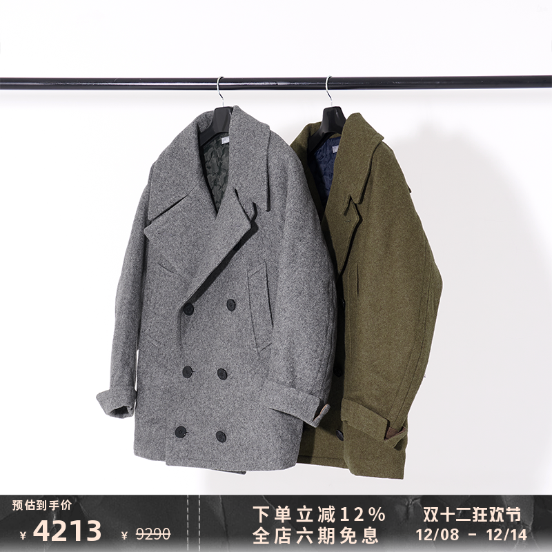 KOLOR阿部润一羊毛夹棉海军大衣