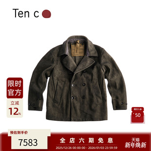 秋冬新品 意大利产 Ten 25FW 复古双排扣人造麂皮大衣外套