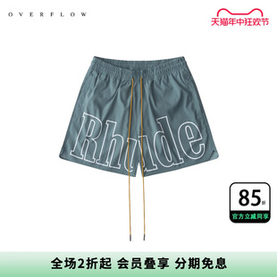 美潮高街logo印花短裤 RHUDE 男士 夏季 抽绳宽松休闲沙滩速干运动裤