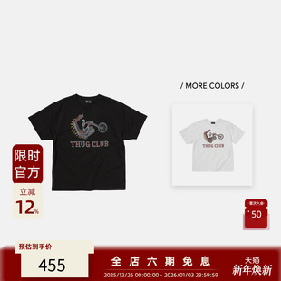 尊享特惠 25FW THUG 韩国先锋品牌 酷飒龙纹摩托车手T恤 CLUB
