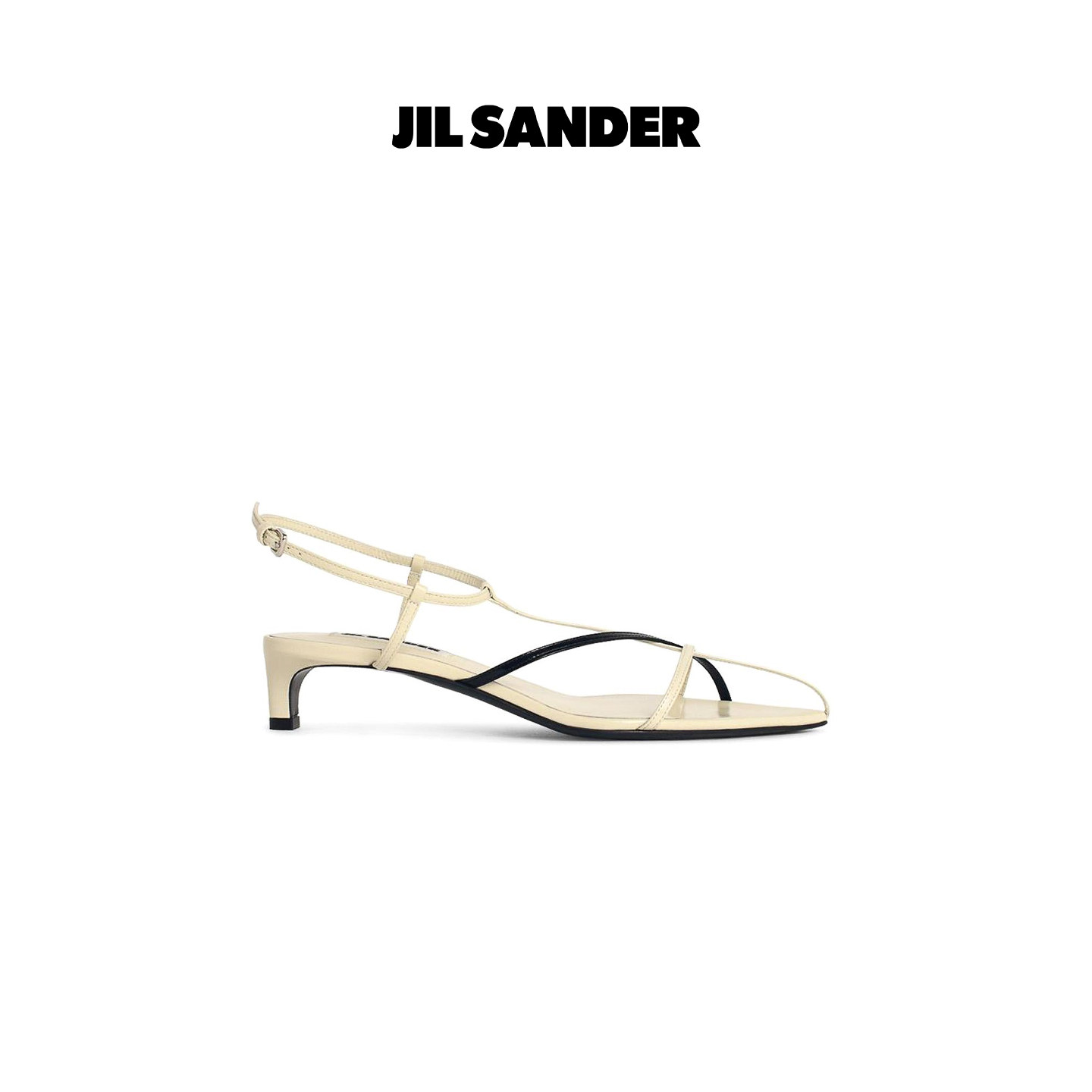 【授权正品】JIL SANDER  意大利产双色鞋带羊皮尖头低跟凉鞋