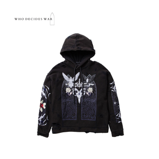 25FW WAR 高街黑白猫头鹰羊头百合花连帽卫衣 DECIDES WHO
