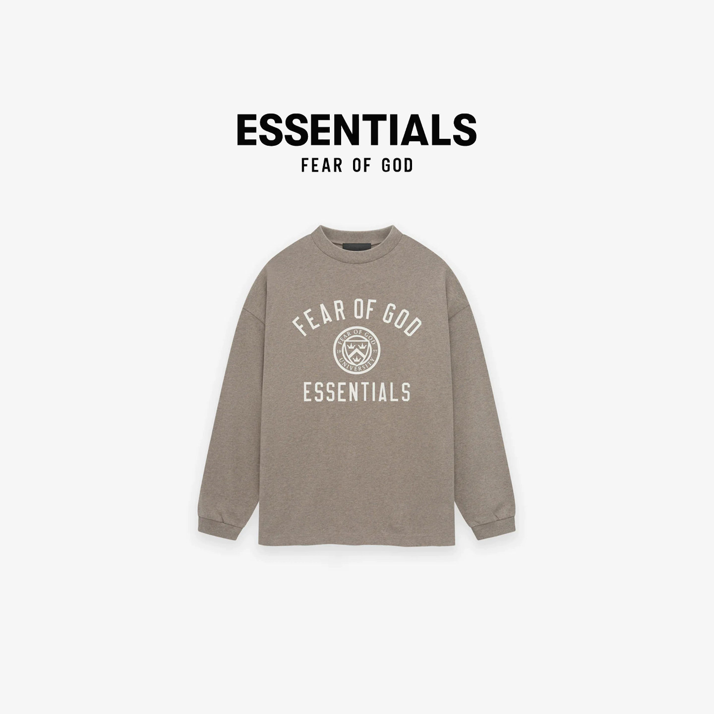 Fear Of God Essentials 24 HOLIDAY 弧形LOGO印花l落肩长袖T恤