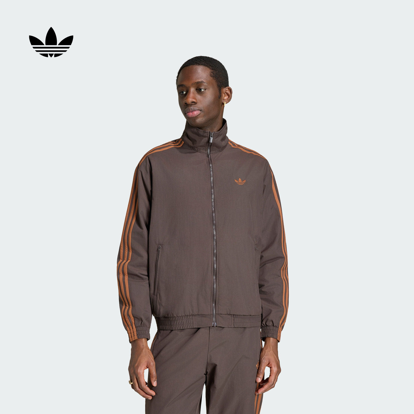 三条纹复古足球风休闲立领运动外套男装秋季adidas阿迪达斯三叶草