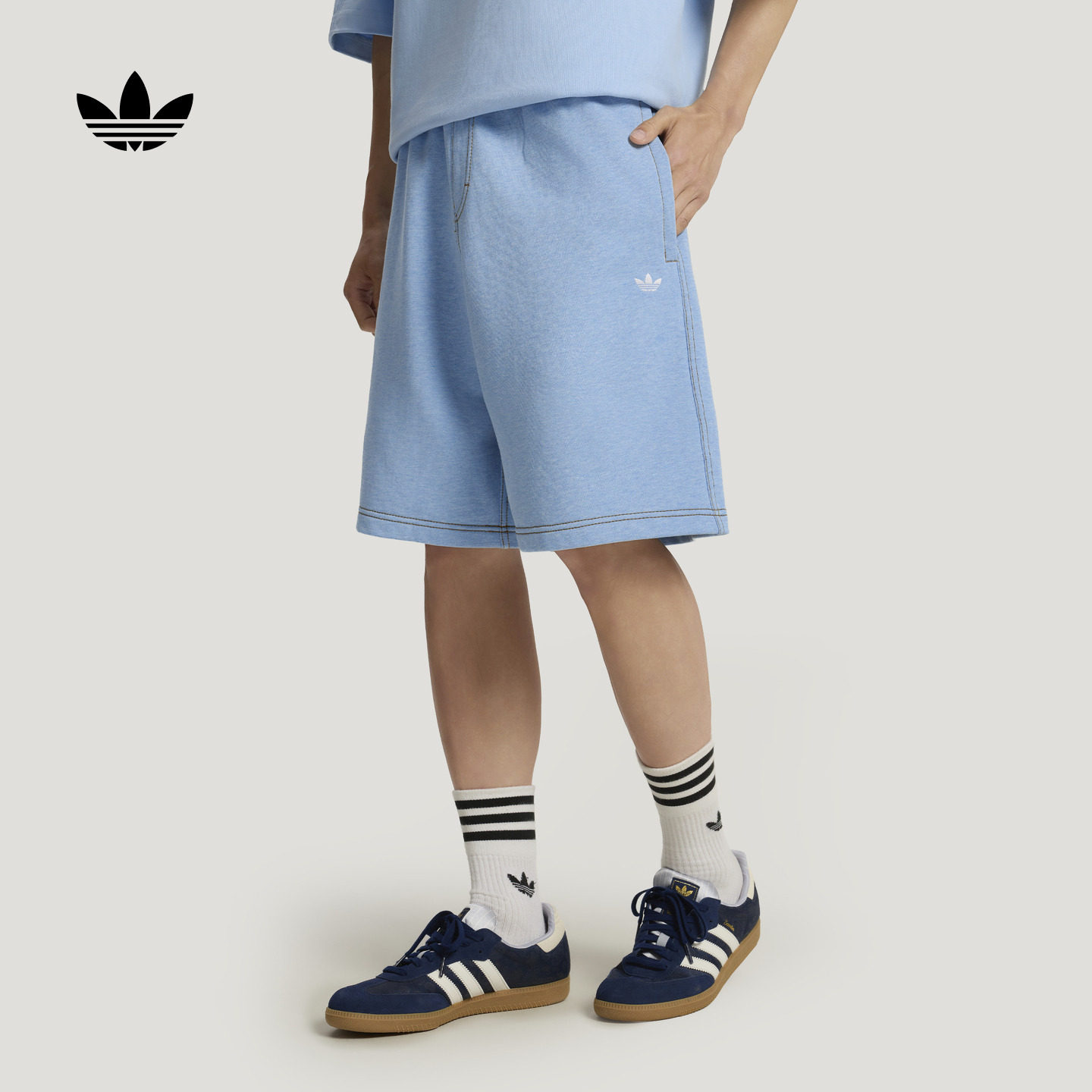 居家休闲法式毛圈布运动短裤中裤男夏季新款adidas阿迪达斯三叶草