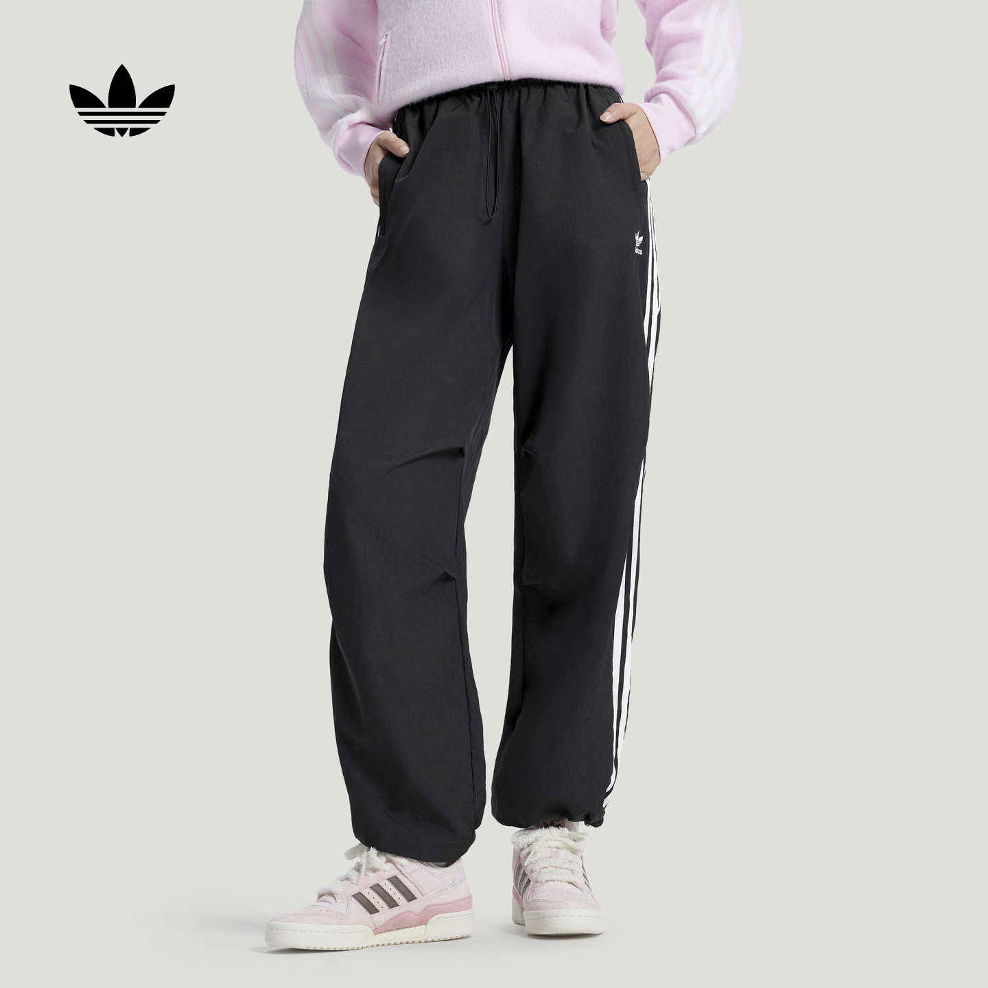 休闲百搭舒适三条纹运动裤伞裤女装秋季adidas阿迪达斯三叶草官方,运动服/休闲服装,运动长裤,淘宝优惠券,粉丝福利购,淘宝优惠卷