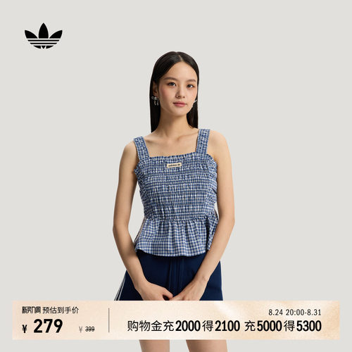阿迪达斯三叶草女修身格纹背心