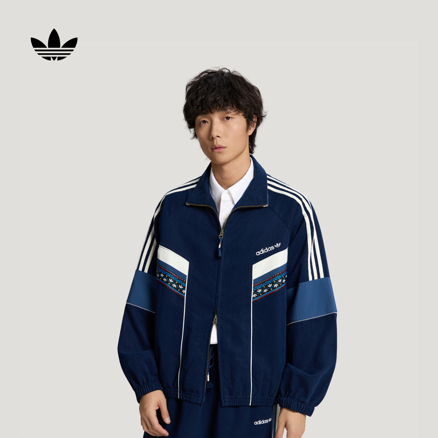复古宽松轻薄运动费尔岛夹克外套男秋季新款adidas阿迪达斯三叶草