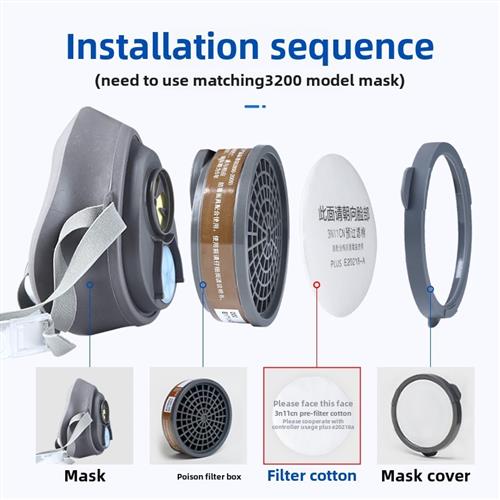 3N11cn圆形过滤棉配3200防毒面具颗粒物防尘打磨喷漆粉尘垫片滤纸