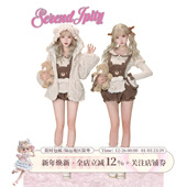 小熊毛绒外套送别针 冬针织上衣 甜品系 小熊背带裤 小熊饼屋