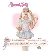 送蝴蝶结 少女椰子 水手领短袖 海盐甜心 蓝色短裙 学院系