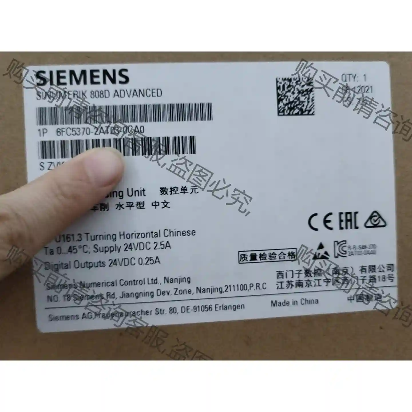 西门zi6FC5370-2AT03-0CA0 808D数控系统 议价再拍 拆机件