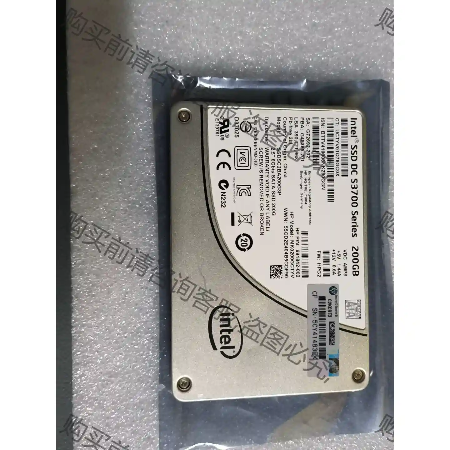 英特尔 S3700 200G SATA3 MLC颗粒 非 3 议价再拍 拆机件