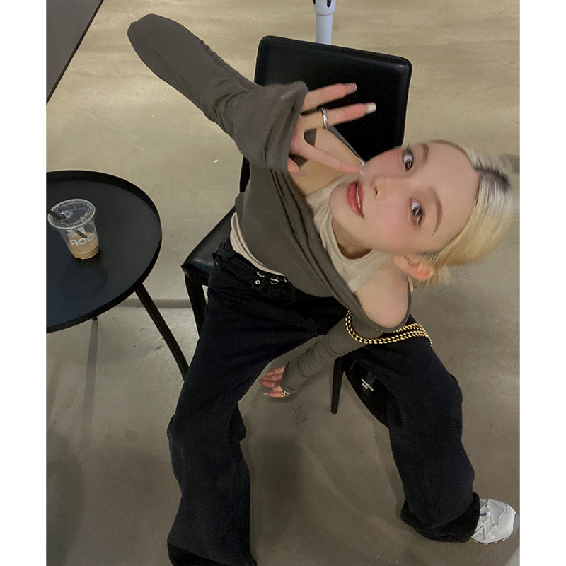 长袖美式常规纯色两件套