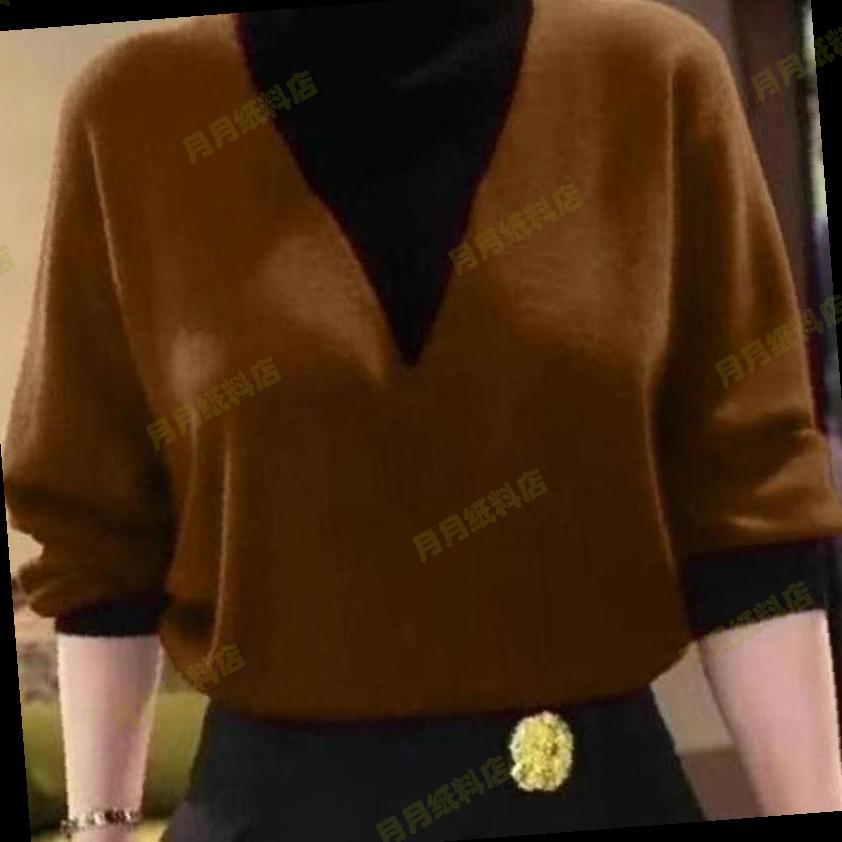 中年妈妈秋冬季百搭假两件德绒衫半高领撞色衬衫打底衫女新款打底