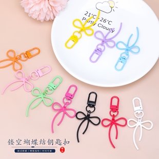 创意多巴胺钥匙扣书包装饰挂件小饰品简约迷你蝴蝶结环圈吊坠挂饰