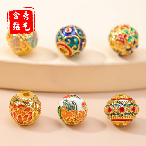 景泰蓝滴油镂空祥云莲花隔珠配件
