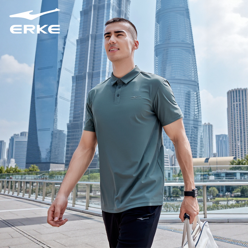 鴻星爾克翻領T恤男2025夏季新