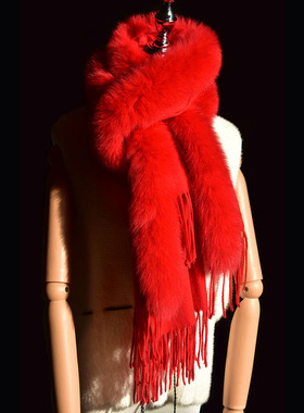 2023新款秋冬洋气高档狐狸毛真毛围巾皮草披肩外搭斗篷围脖高级感