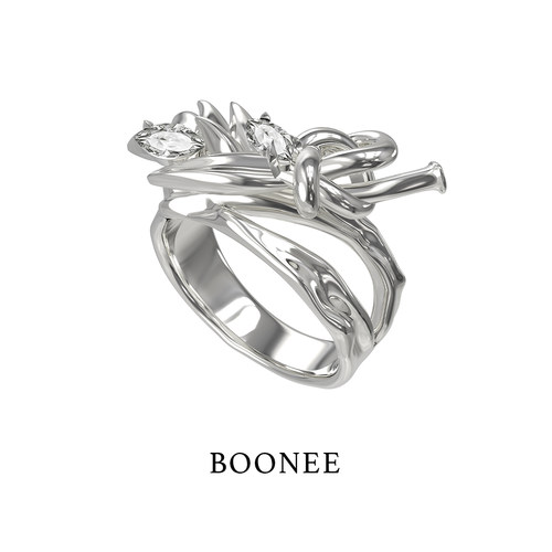 BOONEE绳结麦穗宽戒指
