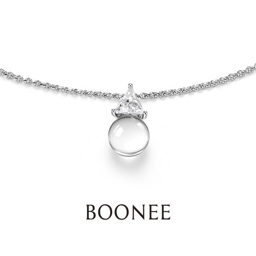 BOONEE三角锆石水滴透明珠项链