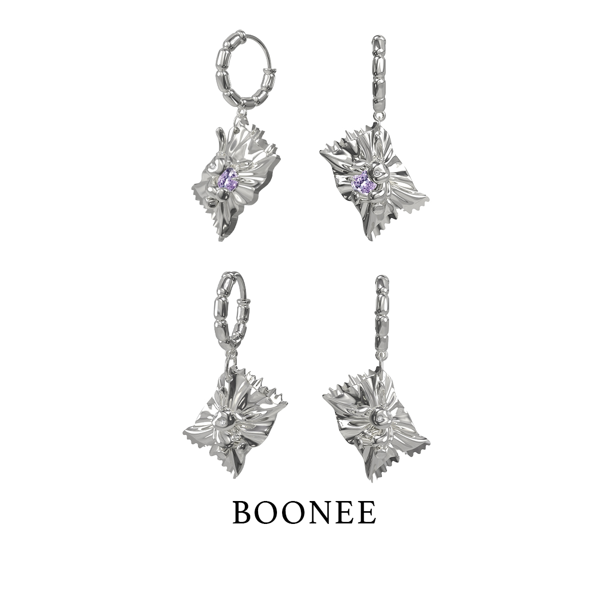BOONEE褶皱糖果兔子耳环