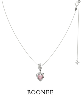 BOONEE桃心荆棘项链女轻奢925银爱心锁骨链简约送女友生日礼物