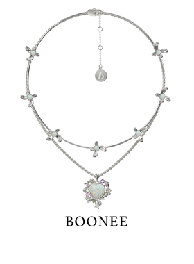 BOONEE秘境花园项链女小众设计2025年新款欧泊花簇锁骨链颈链