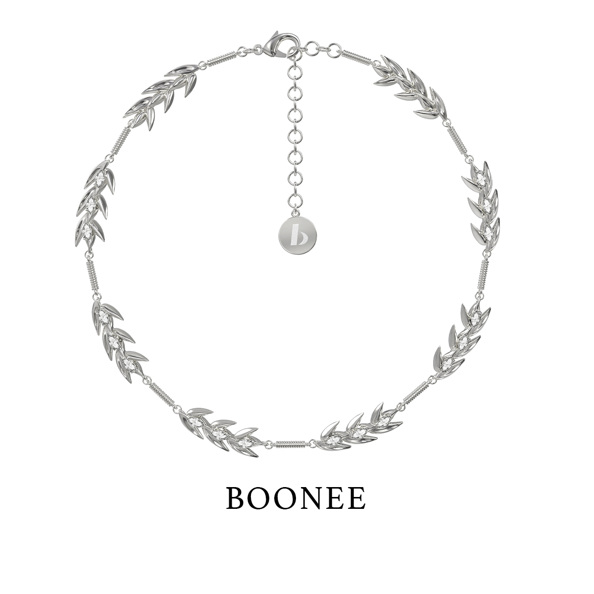 BOONEE麦穗环绕镶钻重工项链