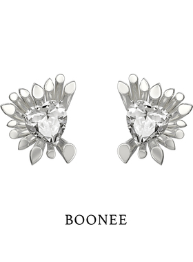 BOONEE引力系列桃心锆石水形耳钉女小众设计感时尚气质耳环